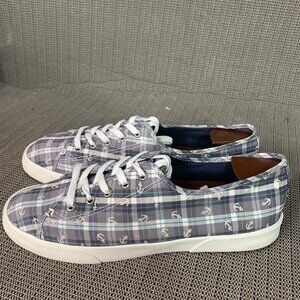 Sperry Top Sider Womens Size 8.5 Gray & white Canvas Anchor Plaid Sneakers